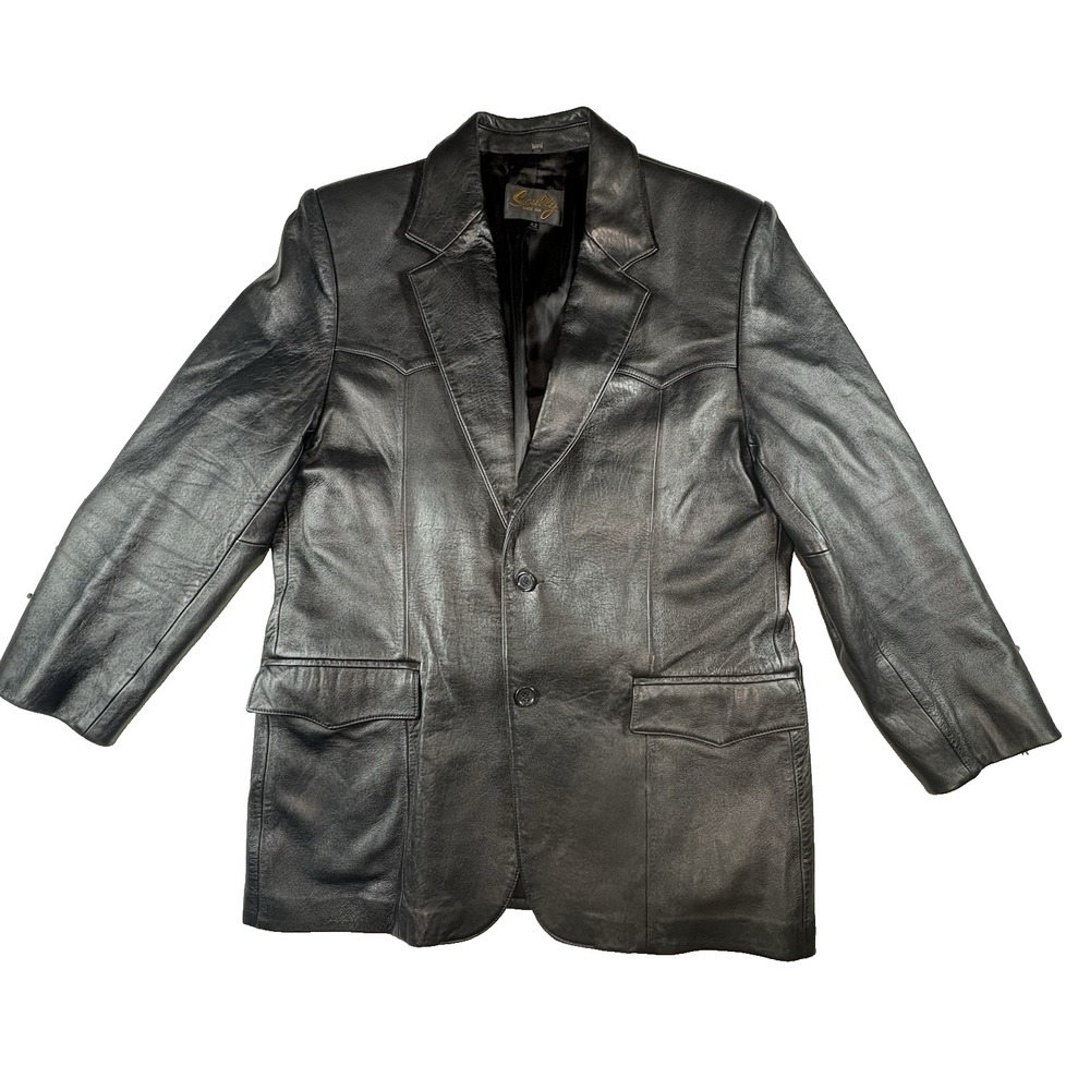 Scully Genuine Leather Black 2-Button Blazer Sport Coat Jacket Men's 42 Western‎